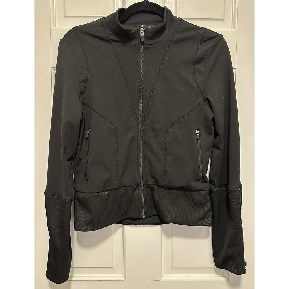 Cynthia Rowley Black Zip Front Jacket Women’s S Stretch Moto Athletic Athleisure
